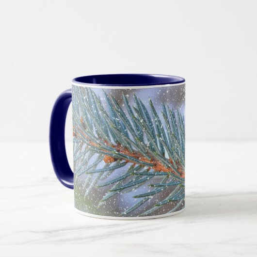 Pine Tree Branch Snow Winter Art Mok Cup (Voorkant links)