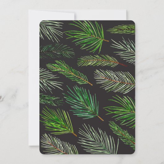 Pine tree branch typografie moderne kerst aankondiging (Achterkant)