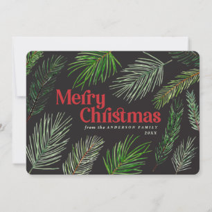 Pine tree branch typografie moderne kerst aankondiging