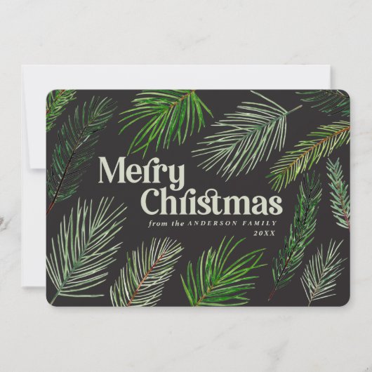 Pine tree branch typografie moderne kerst aankondiging (Voorkant)