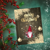 Pine Tree Branches, Balls, Gnome Kerstmis Feestdagen Kaart