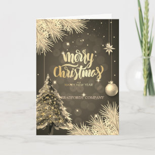 Pine Tree Branches, Balls, kerstbedrijf Feestdagen Kaart