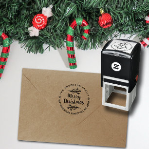 Pine Tree Branches Holiday Custom Return-adres Zelfinktende Stempel