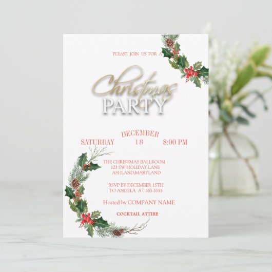 Pine Tree Branches met kerstfeest Kaart (Staand voorkant)
