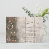 Pine Tree Branches Ornamenten Wood Kerstfeest Kaart (Staand voorkant)