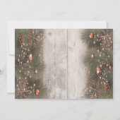 Pine Tree Branches Ornamenten Wood Kerstfeest Kaart (Achterkant)