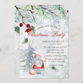 Pine Tree Branches Santa Claus Bird Kerstmis Kaart (Voorkant / Achterkant)