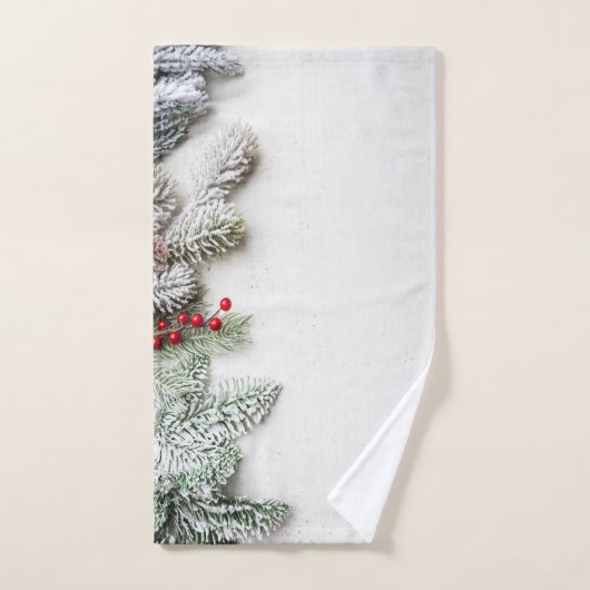 Pine Tree Branches Sneeuwkerst Bad Handdoek (Handdoek)