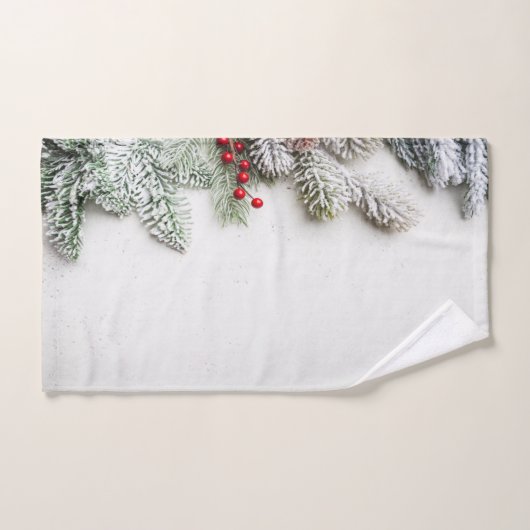 Pine Tree Branches Sneeuwkerst Bad Handdoek (Handdoek)