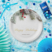 Pine Tree Branches Sneeuwkerst Papieren Bordje (Feest)