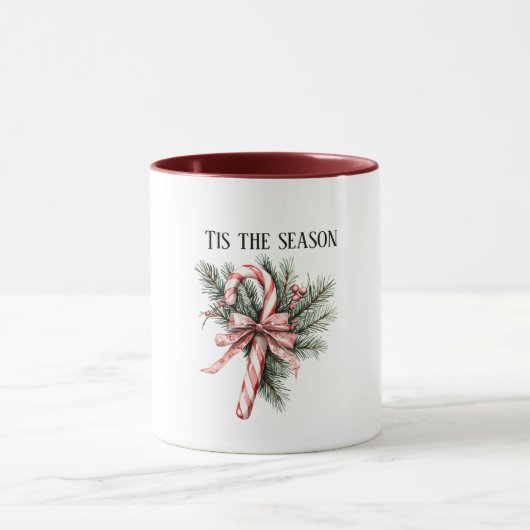 Pine Tree Candy Cane Rode Kerstmis Mok (Midden)