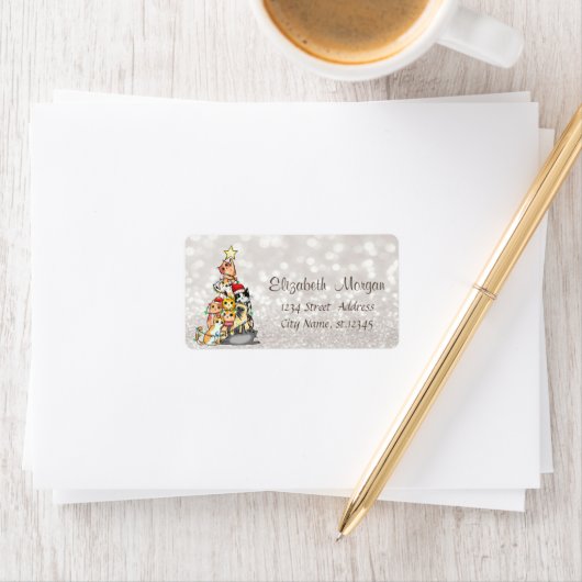 Pine Tree Cats Glittery Bokeh Etiket (Insitu)