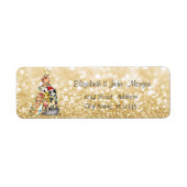 Pine Tree Cats, Gold Glittery Bokeh Etiket (Voorkant)