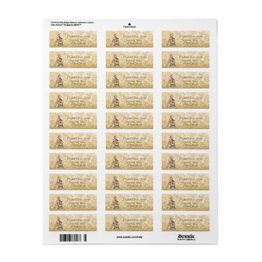 Pine Tree Cats, Gold Glittery Bokeh Etiket (Full Sheet)