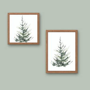 Pine tree Christmas aquarel Poster