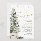 Pine Tree Christmas Engagement Party Invitation (Devant)