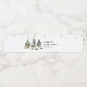 Pine Tree Christmas Water Bottle Label Waterfles Etiket (Enkel label)