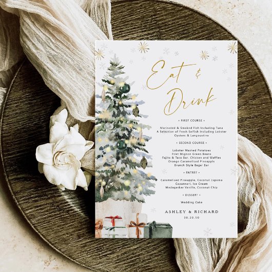 Pine Tree Christmas Wedding Menu