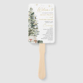 Pine Tree Christmas Wedding Programma Handwaaier (Voorkant)