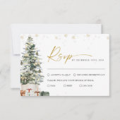 Pine Tree Christmas Wedding RSVP Kaartje (Voorkant)