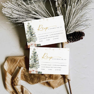 Pine Tree Christmas Wedding RSVP Kaartje