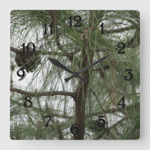 Pine Tree Clock Vierkante Klok