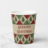 Pine Tree en Harlequin Paper Cups Papieren Bekers (Voorkant)