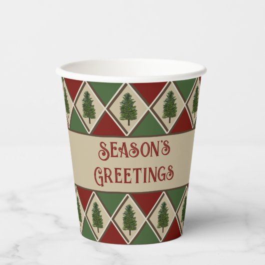 Pine Tree en Harlequin Paper Cups Papieren Bekers (Voorkant)