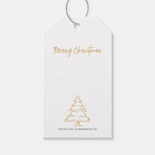 Pine Tree Familie Naam Red Pset Rustic Cadeaulabel (Voorkant)