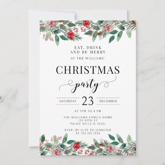 Pine Tree Festive Noël invitation (Devant)