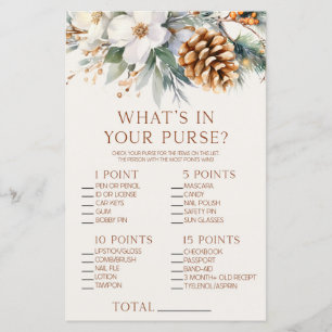Pine Tree Floral Wat Is In Purse Baby shower Game