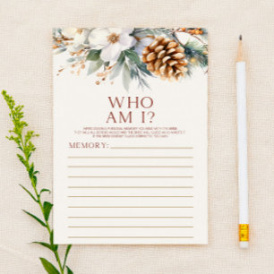 Pine Tree Floral Wie ben ik Vrijgezellenfeest spel Briefpapier