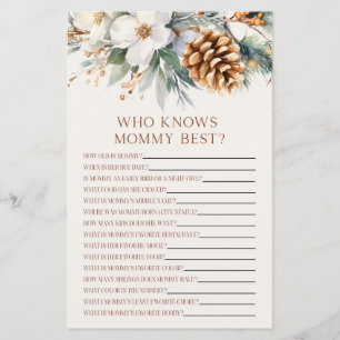 Pine Tree Floral Wie kent mama Baby shower spel