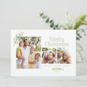 Pine tree foliage en bold multi-foto kerstmis aankondiging (Staand voorkant)