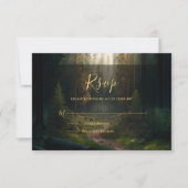 Pine Tree Forest Green Wedding RSVP Kaartje (Voorkant)