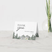 Pine Tree Forest Mountain Theme Weddenschap Bedank Kaart (Voorkant)