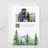 Pine Tree Forest QR foto bruiloft Kaart (Achterkant)