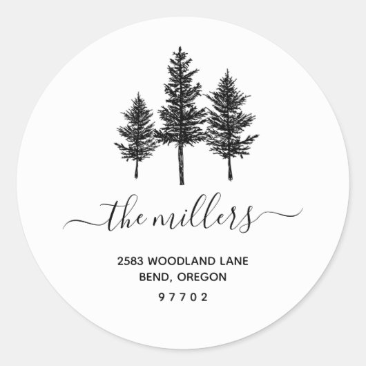 Pine Tree Forest Return Address Sticker (Voorkant)