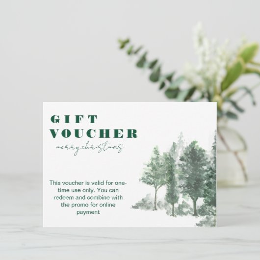 Pine Tree Forest Rustic Toevoegen Logo Cadeaubon (Staand voorkant)