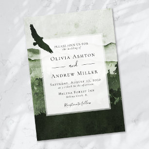 Pine Tree Forest Rustieke thema Waterverf bruiloft Kaart