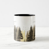 Pine Tree Forest-scriptnaam Monogram Tweekleurige Koffiemok (Center)