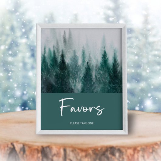 Pine Tree Forest Waterverf Groene gunsten Poster