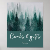 Pine Tree Forest Waterverf Groene kaarten en gesch Poster (Voorkant)