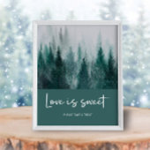Pine Tree Forest Waterverf Groene liefde is zoet Poster