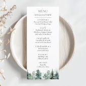 Pine Tree Forest Waterverf Mountains bruiloft Menu