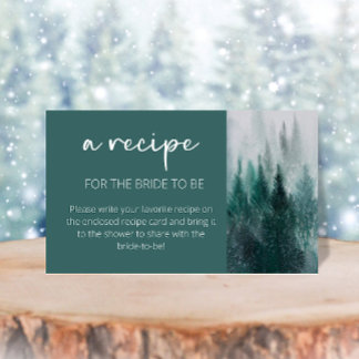 Pine Tree Forest Waterverf Recept voor de bruid Informatiekaartje