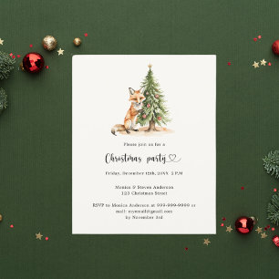 Pine tree fox Christmas Party uitnodiging