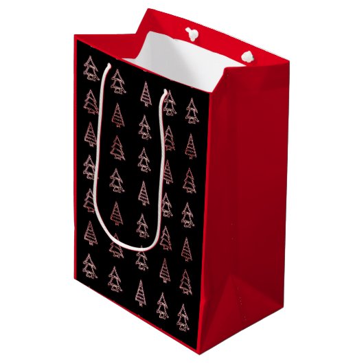 Pine Tree Gift Bag (rood) Medium Cadeauzakje (Voorkant Gekanteld)
