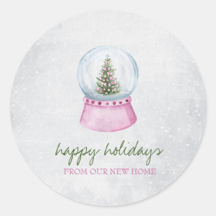 Pine Tree Globe Snow Holiday Ronde Sticker