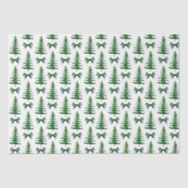 Pine Tree Green Bow Kerstcadeau tissuepapier